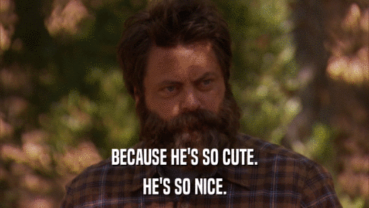 BECAUSE HE'S SO CUTE. HE'S SO NICE. 