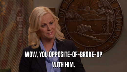WOW, YOU OPPOSITE-OF-BROKE-UP WITH HIM. 