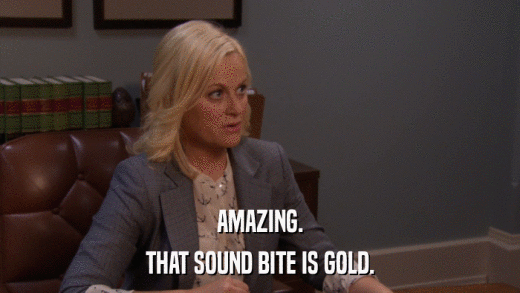 AMAZING. THAT SOUND BITE IS GOLD. 