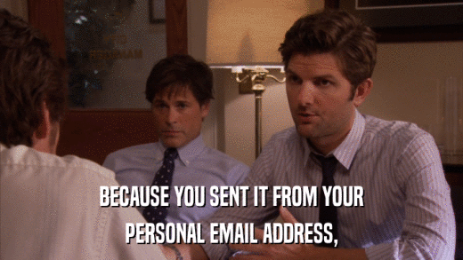 BECAUSE YOU SENT IT FROM YOUR PERSONAL EMAIL ADDRESS, 