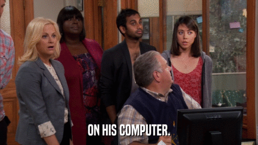 ON HIS COMPUTER.  