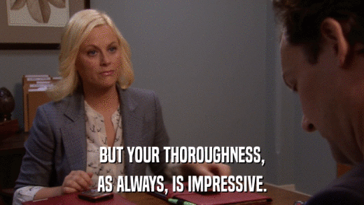 BUT YOUR THOROUGHNESS, AS ALWAYS, IS IMPRESSIVE. 