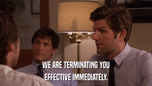 WE ARE TERMINATING YOU EFFECTIVE IMMEDIATELY. 