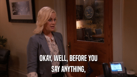 OKAY, WELL, BEFORE YOU SAY ANYTHING, 