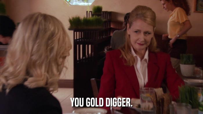 YOU GOLD DIGGER.  