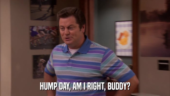 HUMP DAY, AM I RIGHT, BUDDY?  
