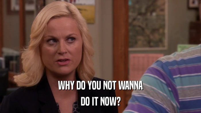 WHY DO YOU NOT WANNA DO IT NOW? 