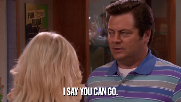 I SAY YOU CAN GO.  