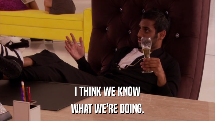 I THINK WE KNOW WHAT WE'RE DOING. 