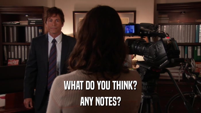 WHAT DO YOU THINK? ANY NOTES? 