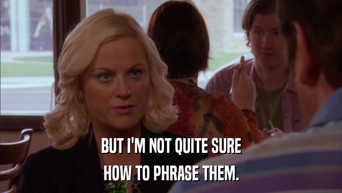 BUT I'M NOT QUITE SURE HOW TO PHRASE THEM. 