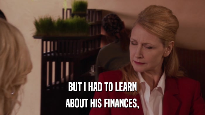 BUT I HAD TO LEARN ABOUT HIS FINANCES, 