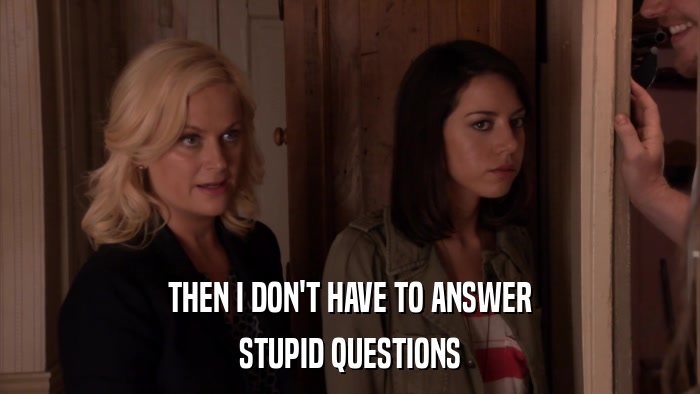THEN I DON'T HAVE TO ANSWER STUPID QUESTIONS 