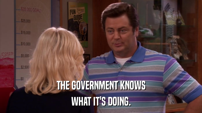 THE GOVERNMENT KNOWS WHAT IT'S DOING. 