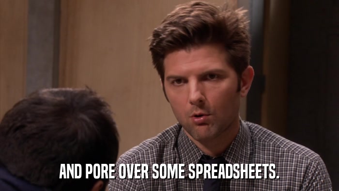 AND PORE OVER SOME SPREADSHEETS.  