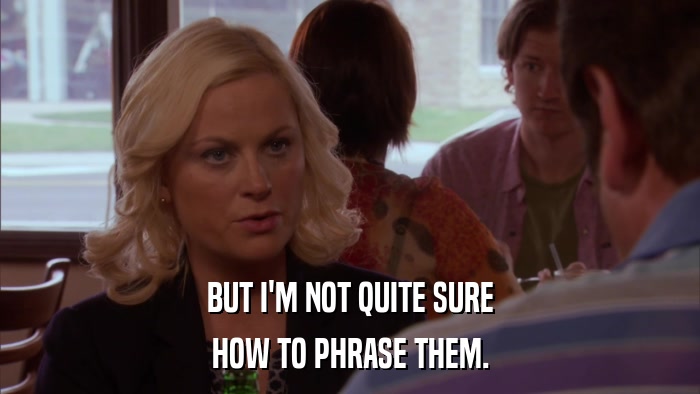BUT I'M NOT QUITE SURE HOW TO PHRASE THEM. 