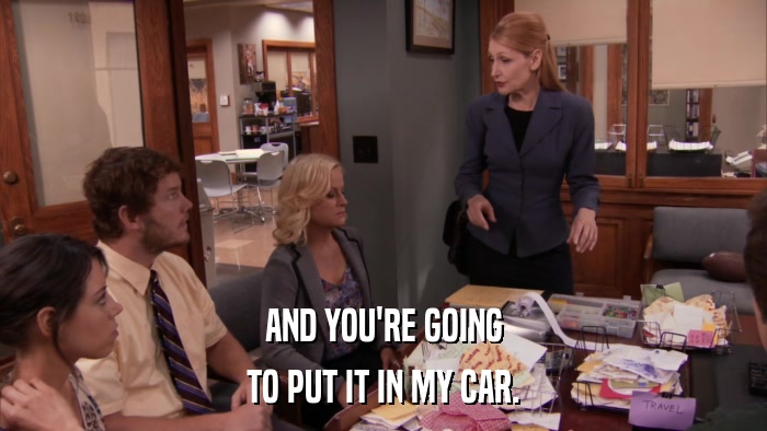 AND YOU'RE GOING TO PUT IT IN MY CAR. 