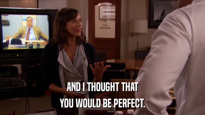 AND I THOUGHT THAT YOU WOULD BE PERFECT. 