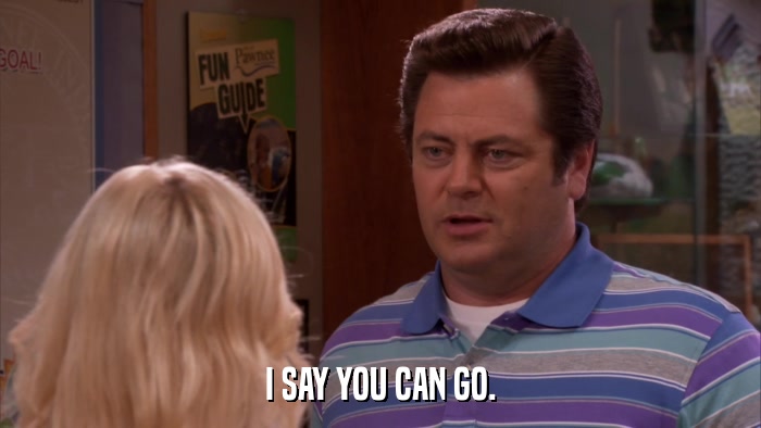I SAY YOU CAN GO.  