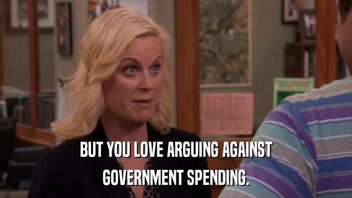 BUT YOU LOVE ARGUING AGAINST GOVERNMENT SPENDING. 