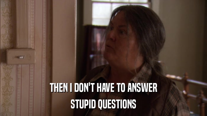 THEN I DON'T HAVE TO ANSWER STUPID QUESTIONS 