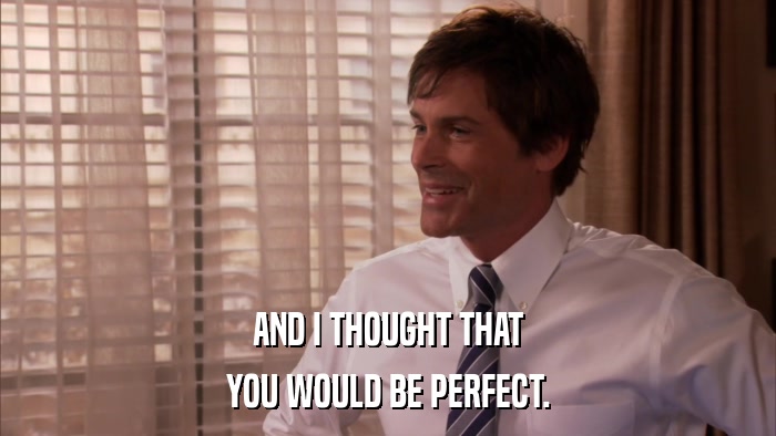 AND I THOUGHT THAT YOU WOULD BE PERFECT. 
