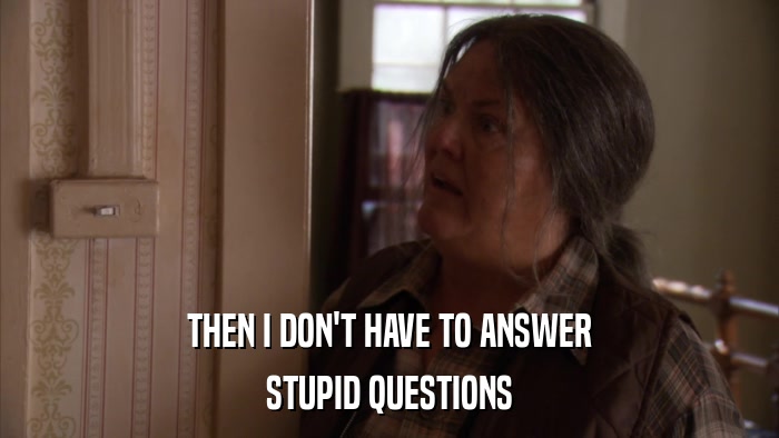 THEN I DON'T HAVE TO ANSWER STUPID QUESTIONS 