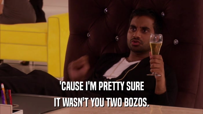 'CAUSE I'M PRETTY SURE IT WASN'T YOU TWO BOZOS. 