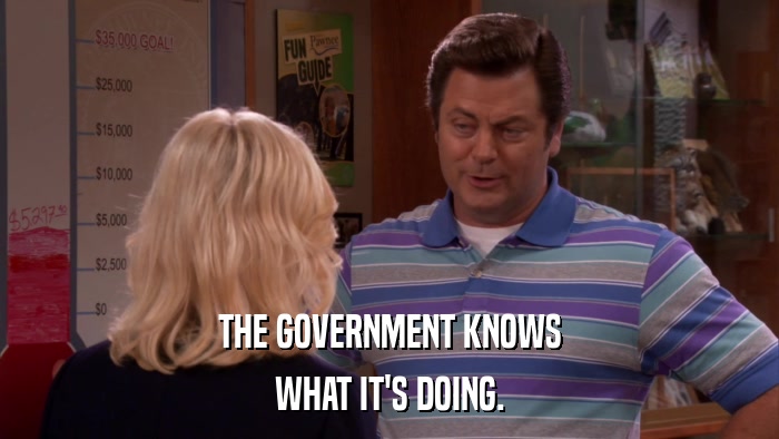 THE GOVERNMENT KNOWS WHAT IT'S DOING. 