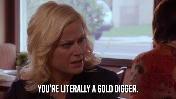 YOU'RE LITERALLY A GOLD DIGGER.  