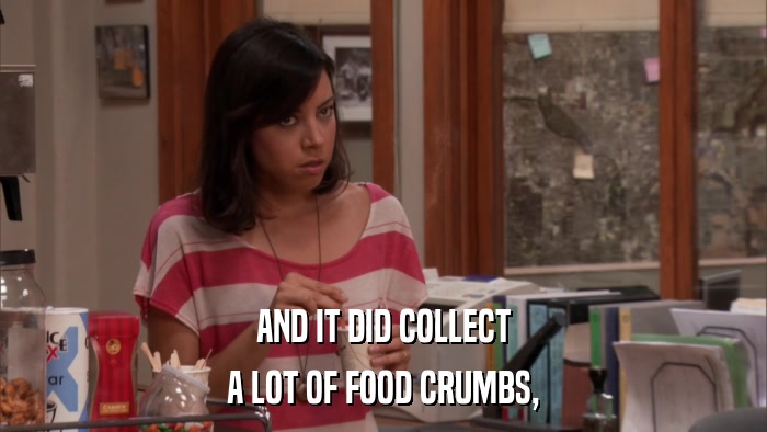 AND IT DID COLLECT A LOT OF FOOD CRUMBS, 