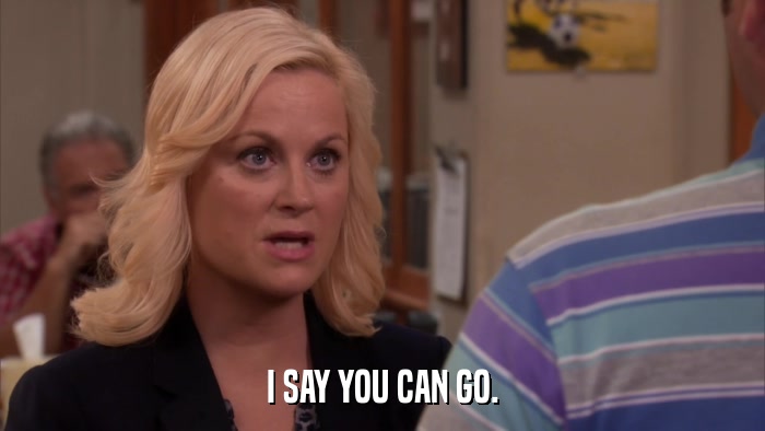 I SAY YOU CAN GO.  