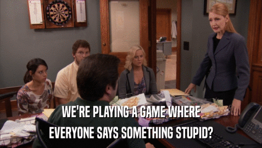 WE'RE PLAYING A GAME WHERE EVERYONE SAYS SOMETHING STUPID? 
