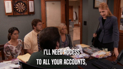 I'LL NEED ACCESS TO ALL YOUR ACCOUNTS, 