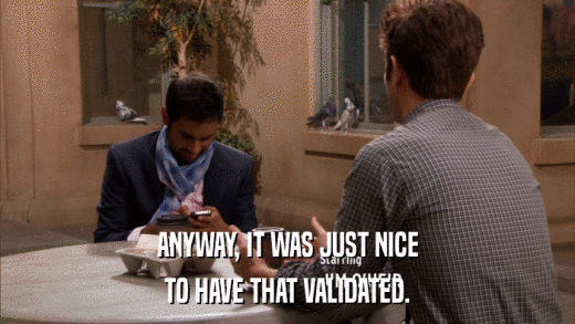 ANYWAY, IT WAS JUST NICE TO HAVE THAT VALIDATED. 