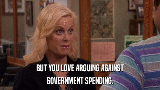 BUT YOU LOVE ARGUING AGAINST GOVERNMENT SPENDING. 