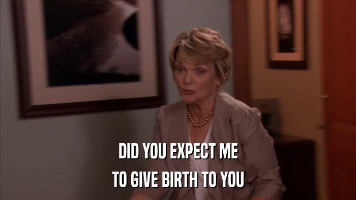 DID YOU EXPECT ME TO GIVE BIRTH TO YOU 