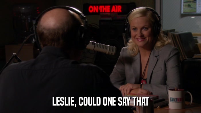 LESLIE, COULD ONE SAY THAT  