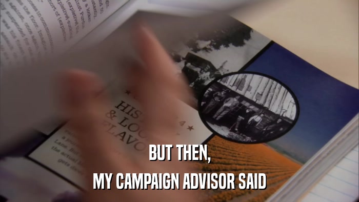 BUT THEN, MY CAMPAIGN ADVISOR SAID 