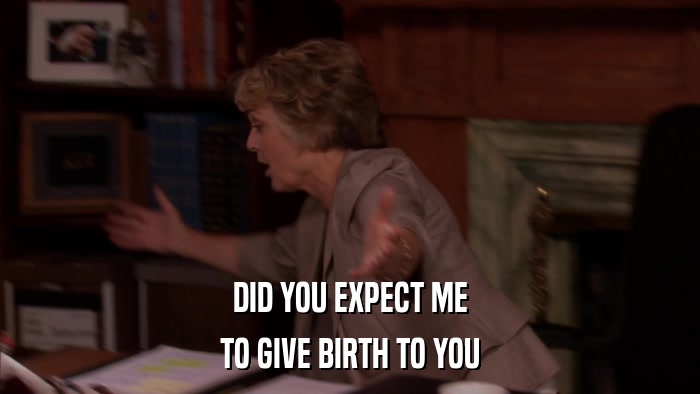 DID YOU EXPECT ME TO GIVE BIRTH TO YOU 