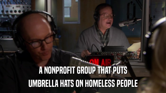 A NONPROFIT GROUP THAT PUTS UMBRELLA HATS ON HOMELESS PEOPLE 