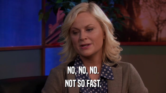 NO, NO, NO. NOT SO FAST. 