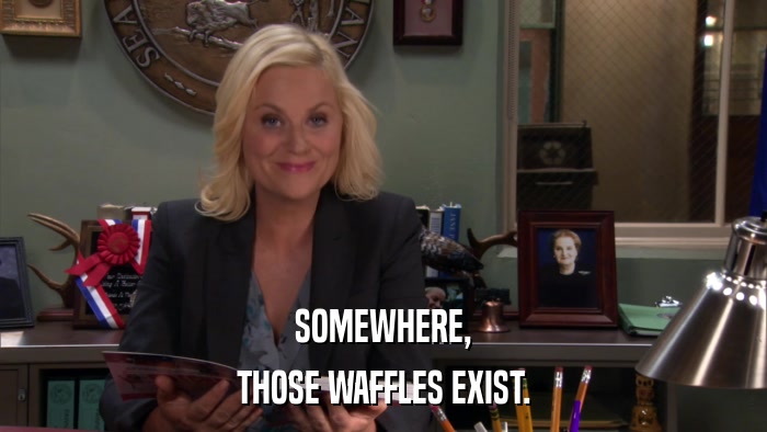 SOMEWHERE, THOSE WAFFLES EXIST. 