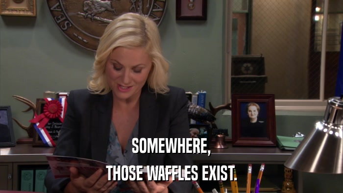 SOMEWHERE, THOSE WAFFLES EXIST. 
