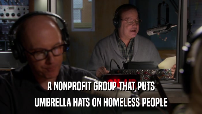 A NONPROFIT GROUP THAT PUTS UMBRELLA HATS ON HOMELESS PEOPLE 