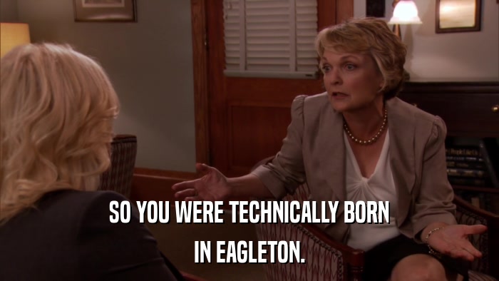 SO YOU WERE TECHNICALLY BORN IN EAGLETON. 