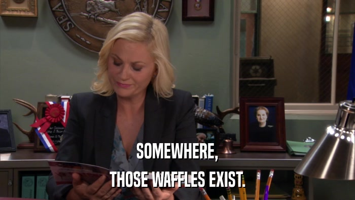 SOMEWHERE, THOSE WAFFLES EXIST. 