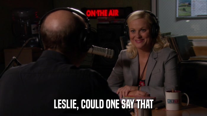 LESLIE, COULD ONE SAY THAT  