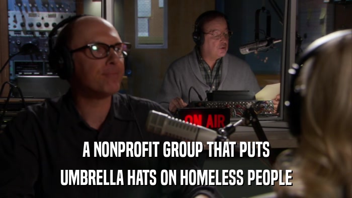 A NONPROFIT GROUP THAT PUTS UMBRELLA HATS ON HOMELESS PEOPLE 