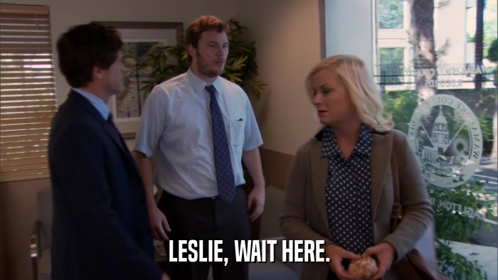 LESLIE, WAIT HERE.  